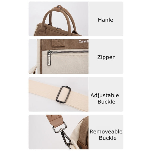 Cwatcun D112 Contrast Canvas Camera Bag One-shoulder Cross-body Tote Bag, Size:24.5 x 30 x 15.5cm(Blue)