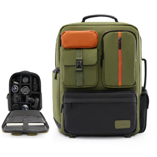 Cwatcun D117 Large Capacity Photography Backpack Shoulders Laptop Camera Bag, Size:42 x 31 x 13cm(Army Green) - free shipping - PMC Jewellery - Order now!