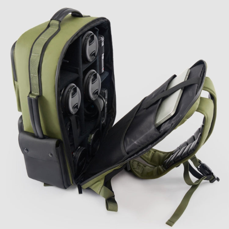 Cwatcun D117 Large Capacity Photography Backpack Shoulders Laptop Camera Bag, Size:42 x 31 x 13cm(Army Green)