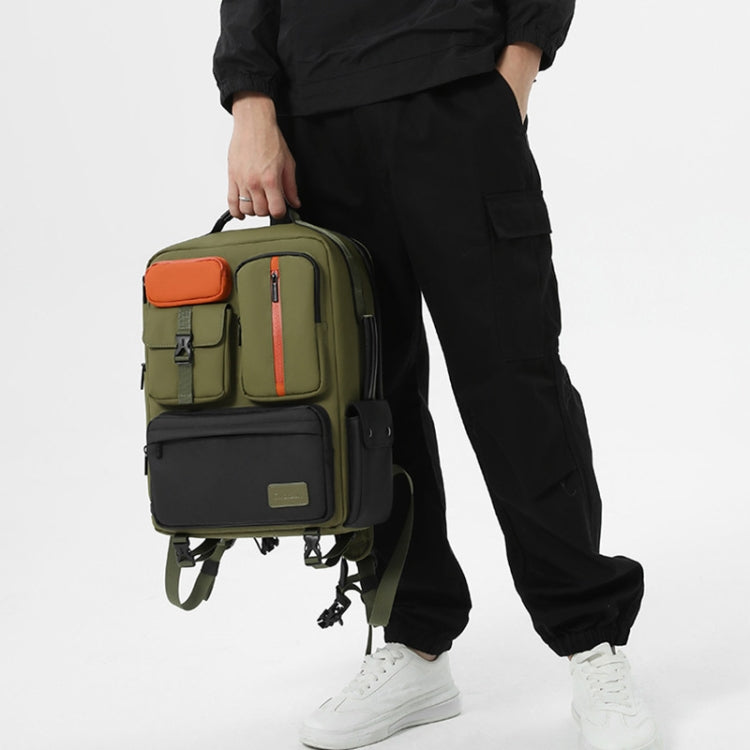 Cwatcun D117 Large Capacity Photography Backpack Shoulders Laptop Camera Bag, Size:43.3 x 33 x 13cm(Army Green)