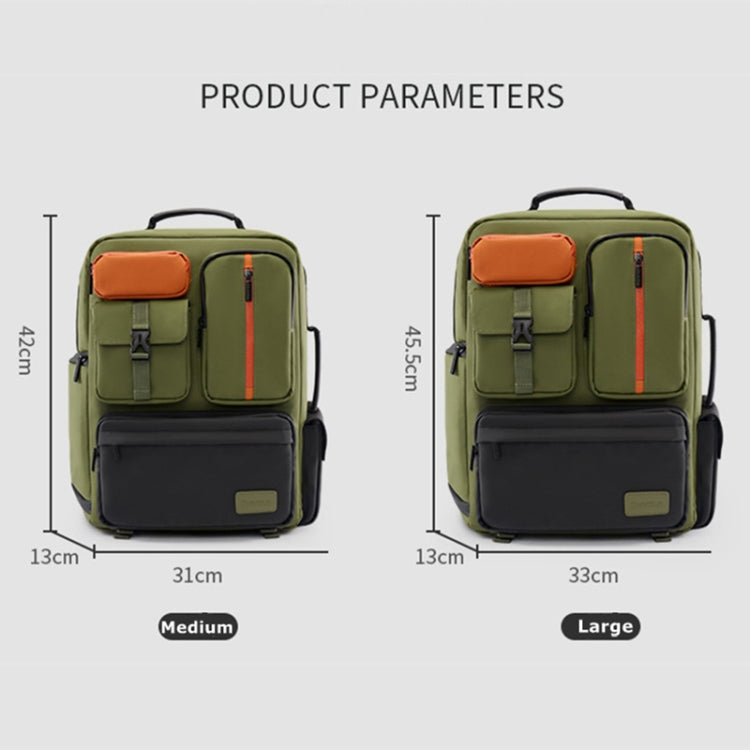 Cwatcun D117 Large Capacity Photography Backpack Shoulders Laptop Camera Bag, Size:43.3 x 33 x 13cm(Army Green)