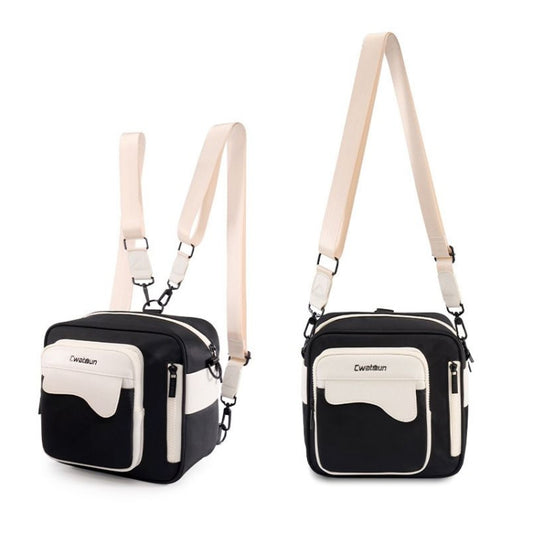Cwatcun D118 Contrast Two Ways Backpack Cross-body Canera Bag, Size:21 x 21 x 14.5cm(Black) - free shipping - PMC Jewellery - Order now!