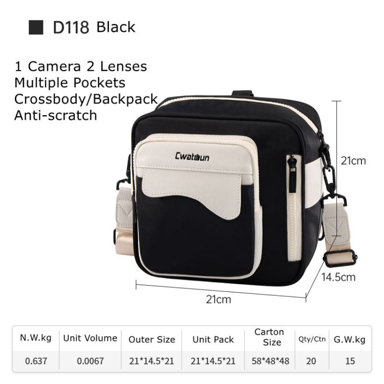 Cwatcun D118 Contrast Two Ways Backpack Cross-body Canera Bag, Size:21 x 21 x 14.5cm(Black) - free shipping - PMC TechLife - Order now!