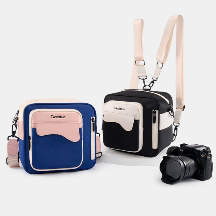Cwatcun D118 Contrast Two Ways Backpack Cross-body Canera Bag, Size:21 x 21 x 14.5cm(Black)
