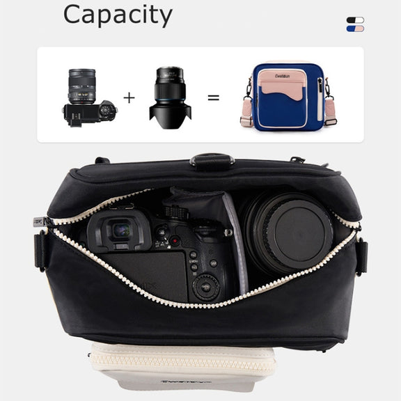 Cwatcun D118 Contrast Two Ways Backpack Cross-body Canera Bag, Size:21 x 21 x 14.5cm(Black)