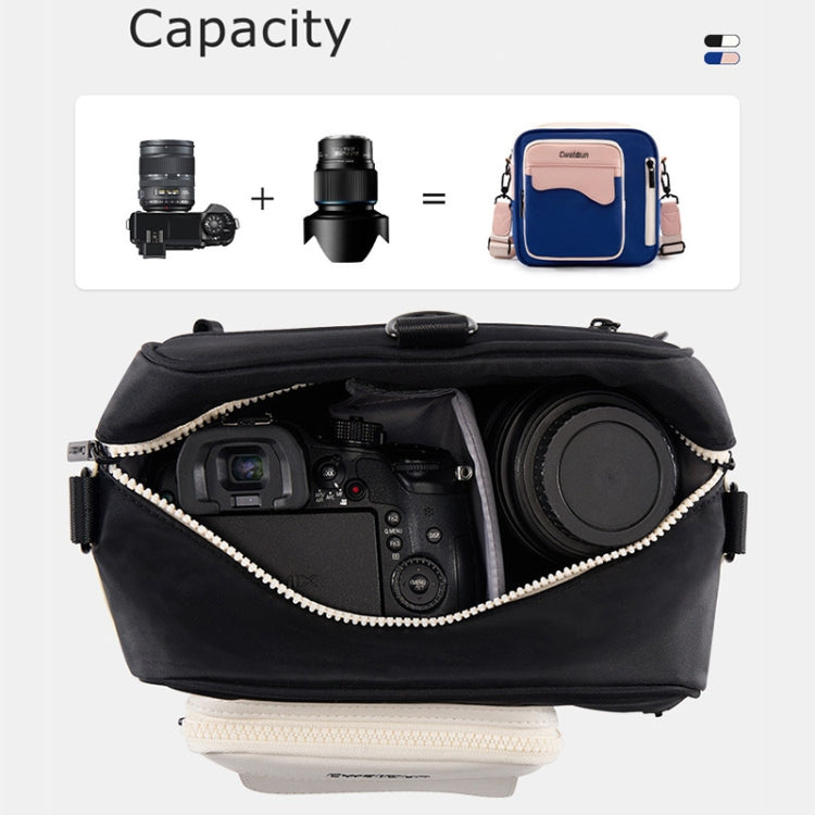 Cwatcun D118 Contrast Two Ways Backpack Cross-body Canera Bag, Size:21 x 21 x 14.5cm(Black)