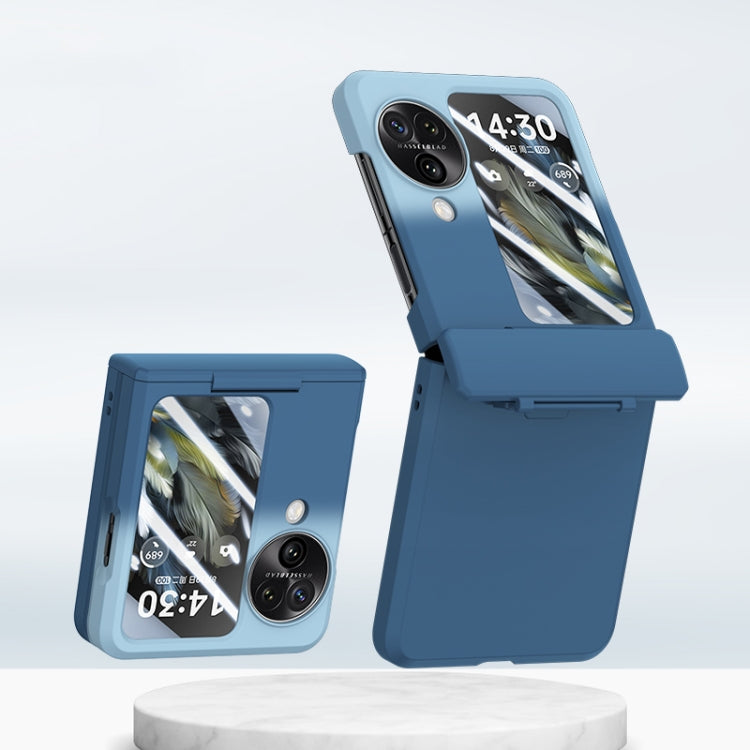 For OPPO Find N3 Flip PC Skin Feel Integrated Foldable Mid Shaft Phone Case(Blue Cyan) - Find N3 Flip Cases by PMC TechLife | Online Shopping South Africa | PMC TechLife