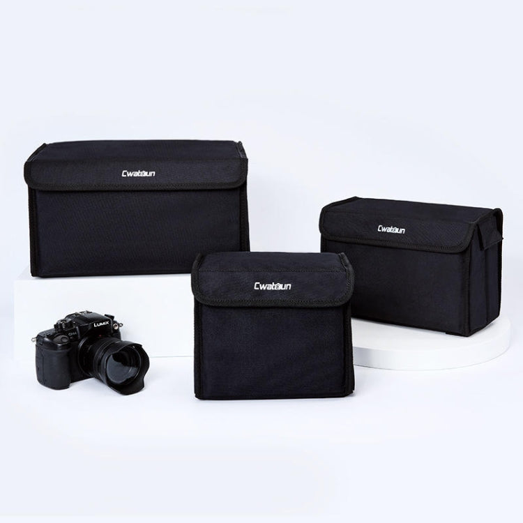 Cwatcun H80 Large Capacity Foldable Inner Camera Bag Photography Lens Bag, Size:30 x 19 x 15cm M(Black)