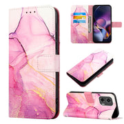 For Motorola Moto G Stylus 5G 2024 PT003 Marble Pattern Flip Leather Phone Case(Pink Purple Gold)