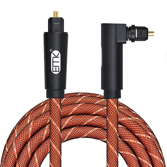 EMK 90 Degree Swivel Adjustable Right Angled 360 Degrees Rotatable Plug Nylon Woven Mesh Optical Audio Cable, Cable Length:1.5m(Orange) - free shipping - PMC Jewellery - Order now!