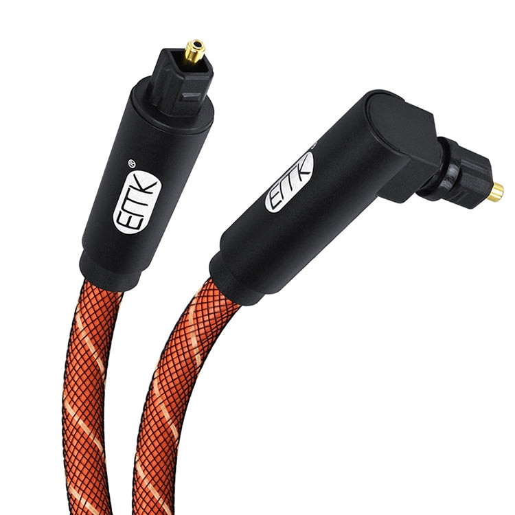EMK 90 Degree Swivel Adjustable Right Angled 360 Degrees Rotatable Plug Nylon Woven Mesh Optical Audio Cable, Cable Length:1.5m(Orange)