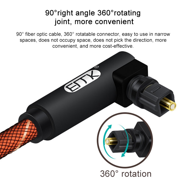 EMK 90 Degree Swivel Adjustable Right Angled 360 Degrees Rotatable Plug Nylon Woven Mesh Optical Audio Cable, Cable Length:1.5m(Orange) - free shipping - PMC Jewellery - Order now!