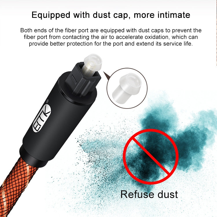 EMK 90 Degree Swivel Adjustable Right Angled 360 Degrees Rotatable Plug Nylon Woven Mesh Optical Audio Cable, Cable Length:1.5m(Orange) - free shipping - PMC Jewellery - Order now!
