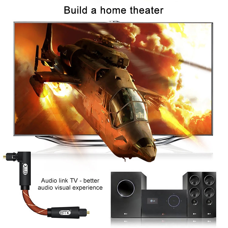 EMK 90 Degree Swivel Adjustable Right Angled 360 Degrees Rotatable Plug Nylon Woven Mesh Optical Audio Cable, Cable Length:3m(Orange) - free shipping - PMC Jewellery - Order now!