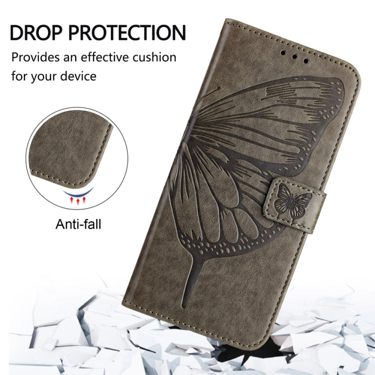 For Xiaomi Redmi K70 / K70 Pro Embossed Butterfly Leather Phone Case(Grey)