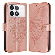 For Xiaomi Redmi K70 / K70 Pro Embossed Butterfly Leather Phone Case(Rose Gold)