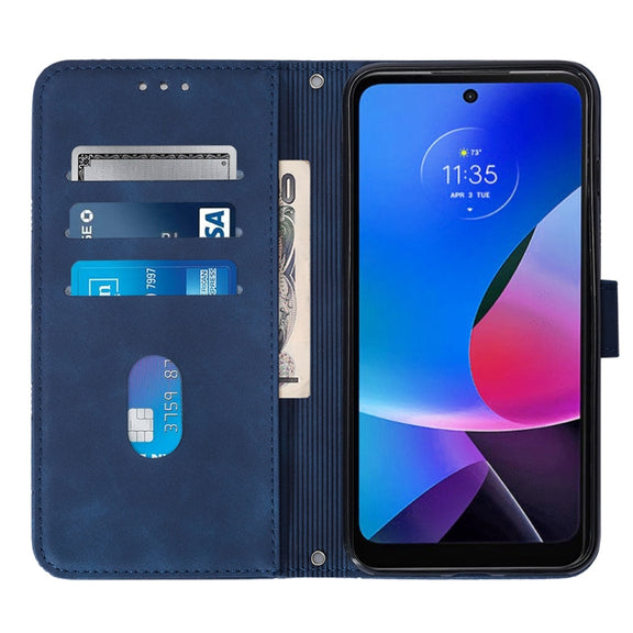 For Motorola Moto G Play 4G 2024 Crossbody 3D Embossed Flip Leather Phone Case(Blue)