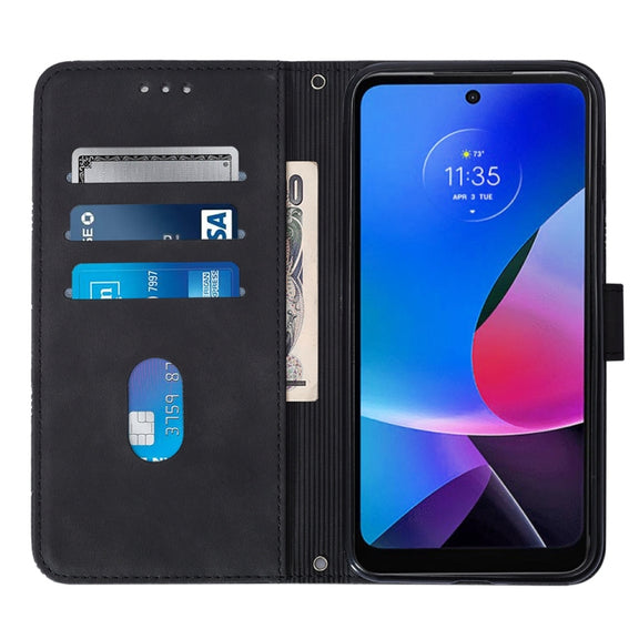 For Motorola Moto G Play 4G 2024 Crossbody 3D Embossed Flip Leather Phone Case(Black)