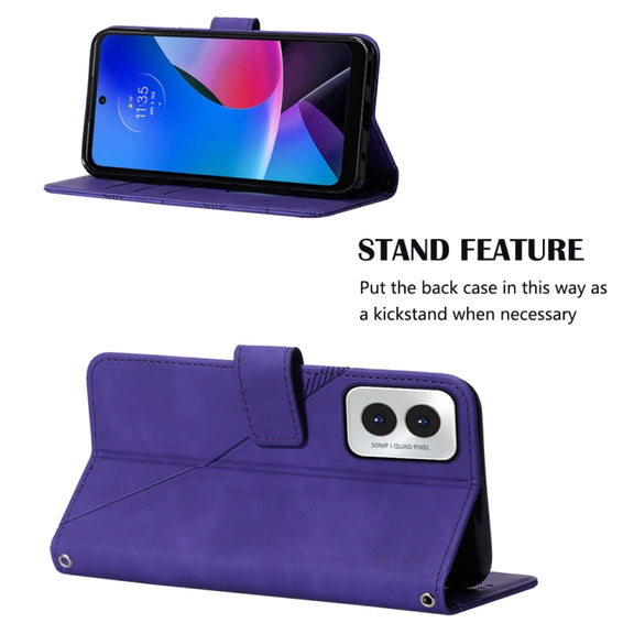 For Motorola Moto G Play 4G 2024 Crossbody 3D Embossed Flip Leather Phone Case(Purple)