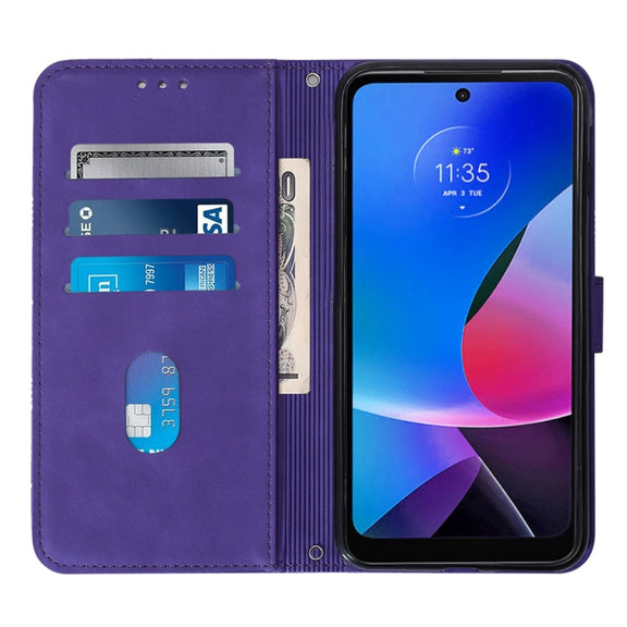 For Motorola Moto G Play 4G 2024 Crossbody 3D Embossed Flip Leather Phone Case(Purple)