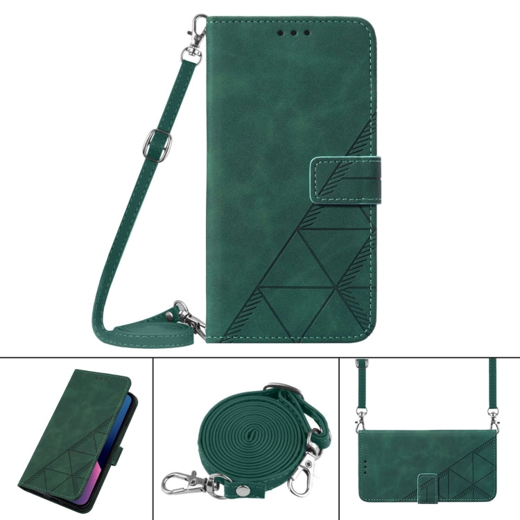 For Motorola Moto G Play 4G 2024 Crossbody 3D Embossed Flip Leather Phone Case(Dark Green) - Motorola Cases by PMC Jewellery | Online Shopping South Africa | PMC Jewellery | Buy Now Pay Later Mobicred