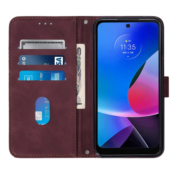 For Motorola Moto G Play 4G 2024 Crossbody 3D Embossed Flip Leather Phone Case(Wine Red)