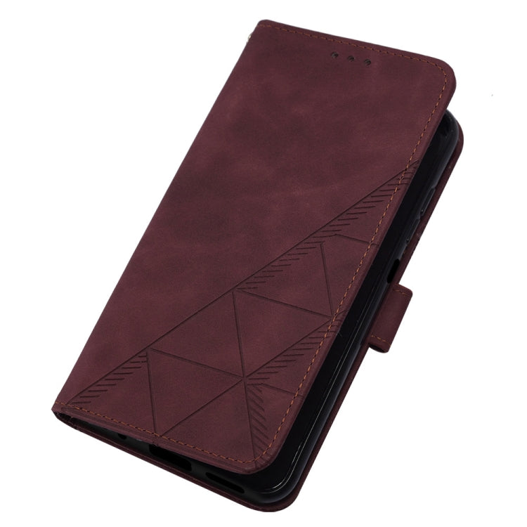For Motorola Moto G Play 4G 2024 Crossbody 3D Embossed Flip Leather Phone Case(Wine Red)