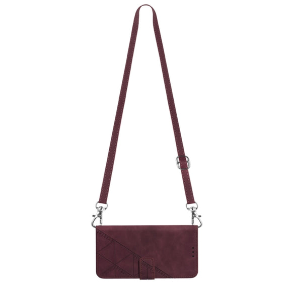 For Motorola Moto G Play 4G 2024 Crossbody 3D Embossed Flip Leather Phone Case(Wine Red)