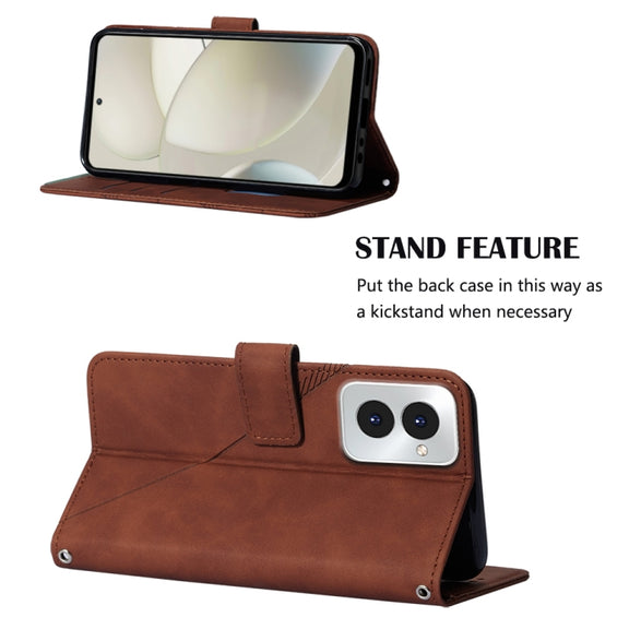 For Motorola Moto G Power 5G 2024 Crossbody 3D Embossed Flip Leather Phone Case(Brown)