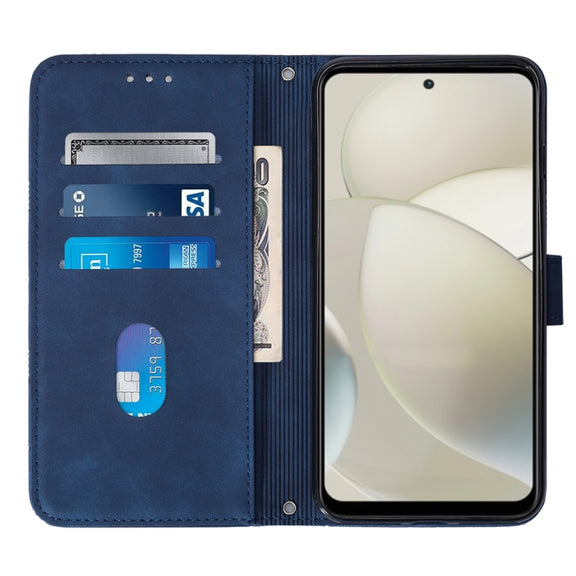 For Motorola Moto G Power 5G 2024 Crossbody 3D Embossed Flip Leather Phone Case(Blue)