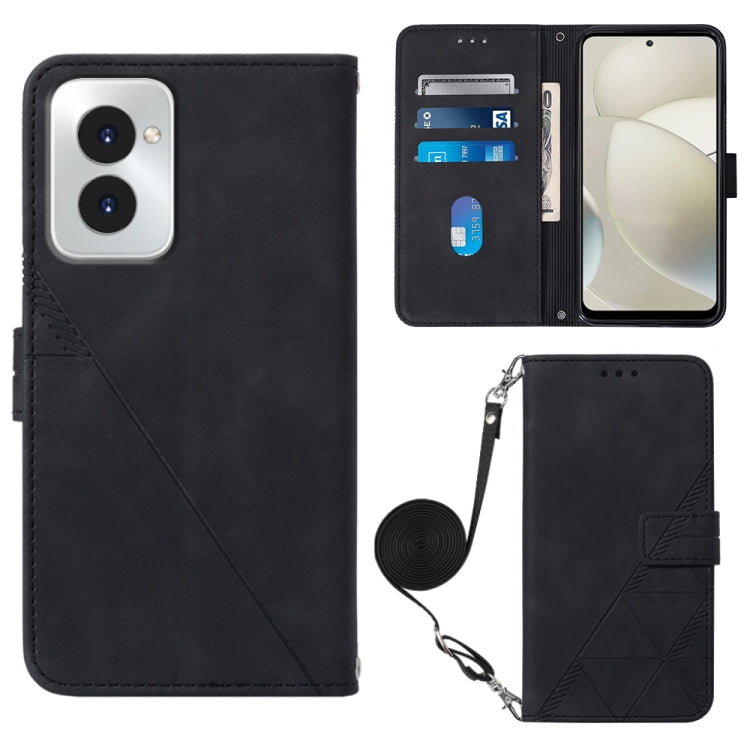 For Motorola Moto G Power 5G 2024 Crossbody 3D Embossed Flip Leather Phone Case(Black) - Motorola Cases by PMC Jewellery | Online Shopping South Africa | PMC Jewellery | Buy Now Pay Later Mobicred