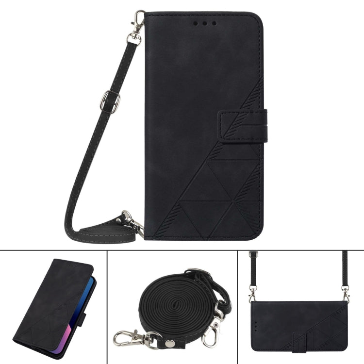 For Motorola Moto G Power 5G 2024 Crossbody 3D Embossed Flip Leather Phone Case(Black)