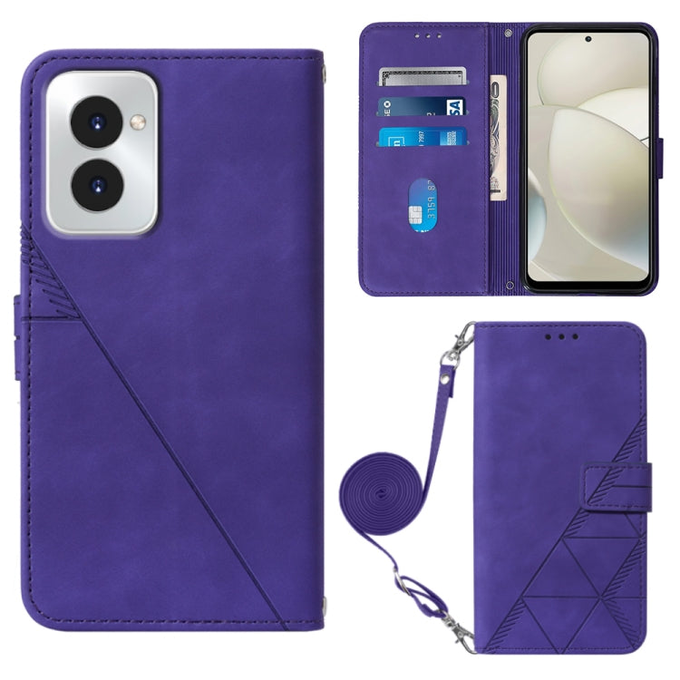 For Motorola Moto G Power 5G 2024 Crossbody 3D Embossed Flip Leather Phone Case(Purple) - Motorola Cases by PMC Jewellery | Online Shopping South Africa | PMC Jewellery | Buy Now Pay Later Mobicred