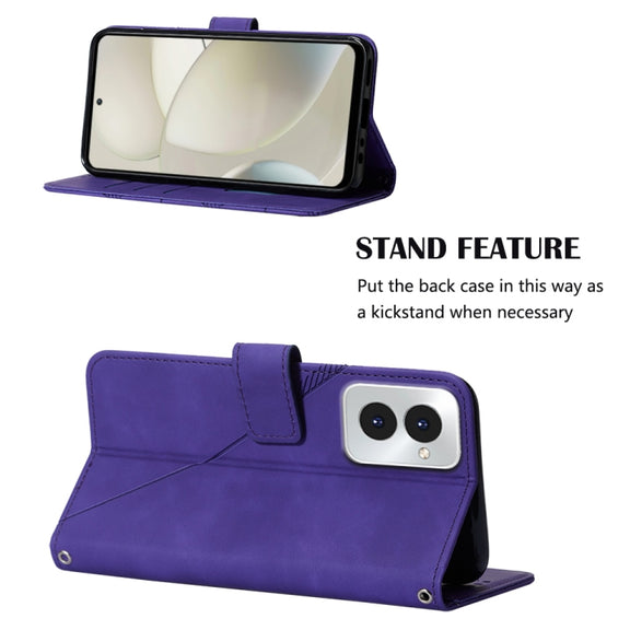 For Motorola Moto G Power 5G 2024 Crossbody 3D Embossed Flip Leather Phone Case(Purple)