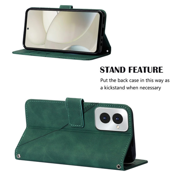 For Motorola Moto G Power 5G 2024 Crossbody 3D Embossed Flip Leather Phone Case(Dark Green)