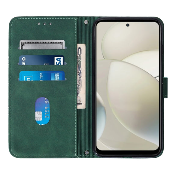 For Motorola Moto G Power 5G 2024 Crossbody 3D Embossed Flip Leather Phone Case(Dark Green)