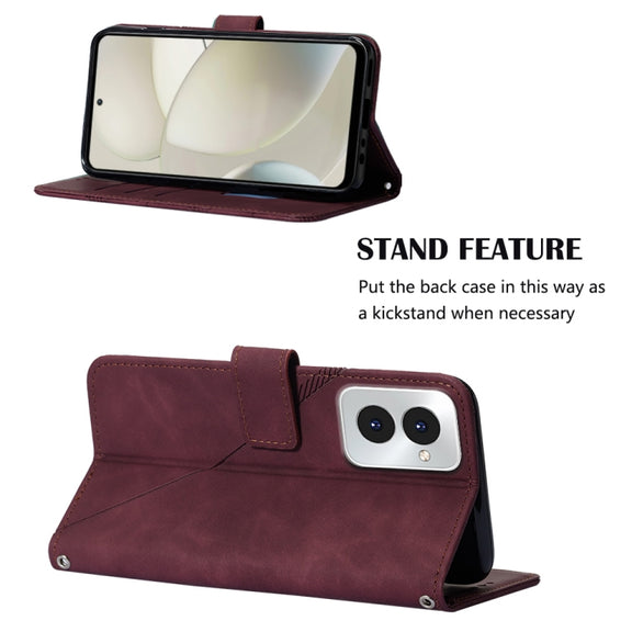 For Motorola Moto G Power 5G 2024 Crossbody 3D Embossed Flip Leather Phone Case(Wine Red)