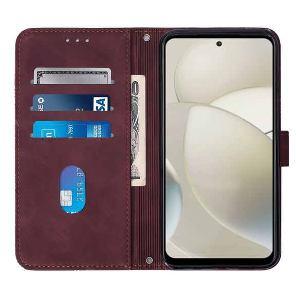 For Motorola Moto G Power 5G 2024 Crossbody 3D Embossed Flip Leather Phone Case(Wine Red)