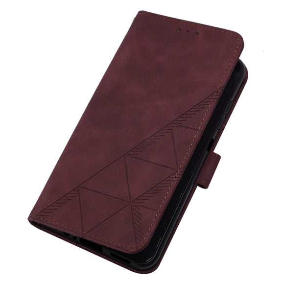 For Motorola Moto G Power 5G 2024 Crossbody 3D Embossed Flip Leather Phone Case(Wine Red)