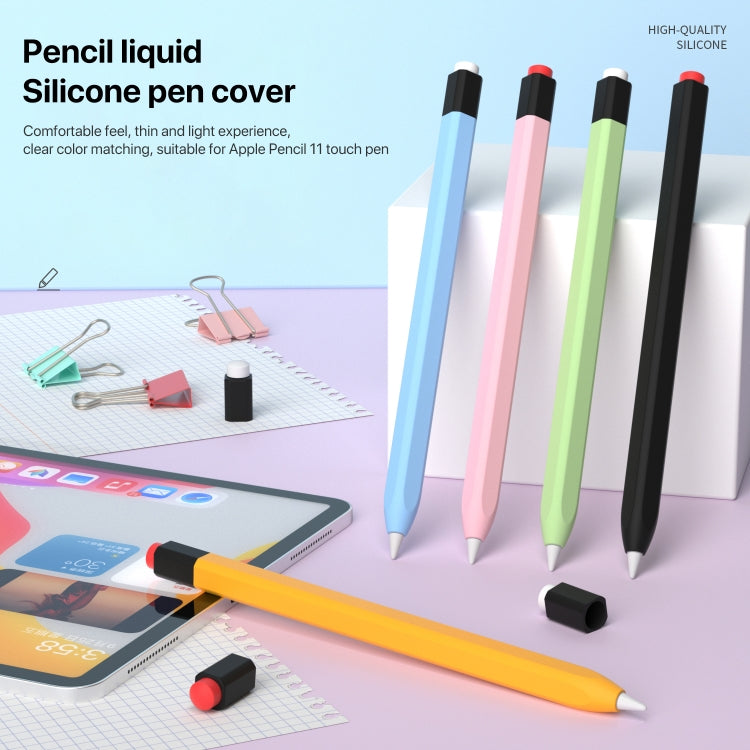 For Apple Pencil 1 Retro Pencil Style Liquid Silicone Stylus Case(Yellow) - Pencil Accessories by PMC TechLife | Online Shopping South Africa | PMC TechLife | Buy Now Pay Later Mobicred