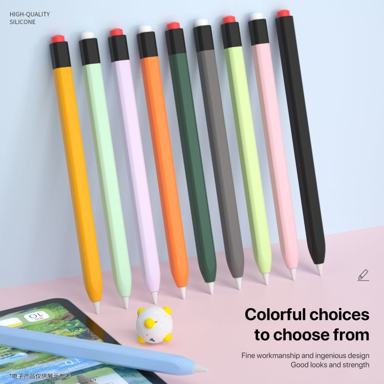 For Apple Pencil 1 Retro Pencil Style Liquid Silicone Stylus Case(Yellow) - Pencil Accessories by PMC TechLife | Online Shopping South Africa | PMC TechLife | Buy Now Pay Later Mobicred