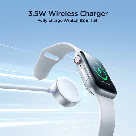 JOYROOM S-IW007 3 in 1 USB to Dual 8 Pin + Magnetic Watch Wireless Charging Data Cable, Length: 1.2m(White)
