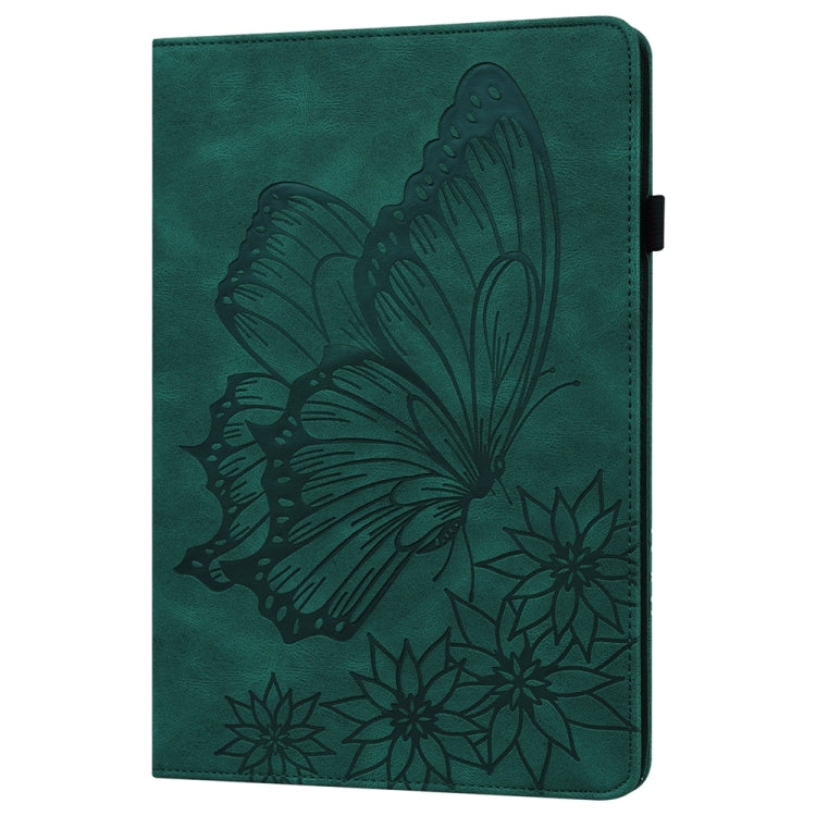 For iPad Pro 12.9 2022 / Air 13 2024 Big Butterfly Embossed Leather Tablet Case(Green) - iPad Pro 12.9 (2022/2021) Cases by PMC TechLife | Online Shopping South Africa | PMC TechLife | Buy Now Pay Later Mobicred