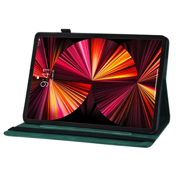 For iPad Pro 12.9 2022 / Air 13 2024 Big Butterfly Embossed Leather Tablet Case(Green)