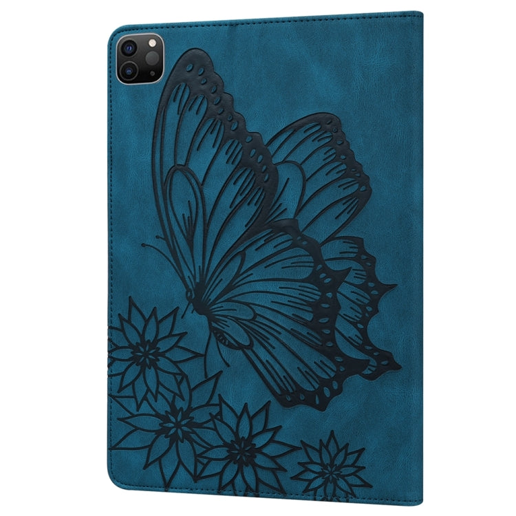 For iPad Pro 12.9 2022 / Air 13 2024 / 2025 Big Butterfly Embossed Leather Tablet Case(Blue) - iPad Pro 12.9 (2022/2021) Cases by PMC TechLife | Online Shopping South Africa | PMC TechLife | Buy Now Pay Later Mobicred