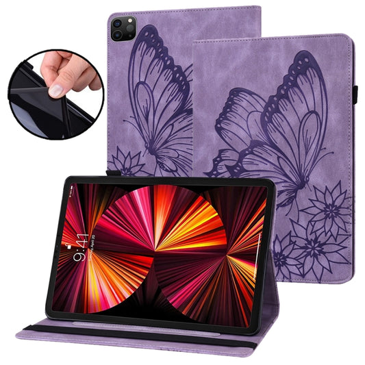 For iPad Pro 12.9 2022 / Air 13 2024 / 2025 Big Butterfly Embossed Leather Tablet Case(Purple) - iPad Pro 12.9 (2022/2021) Cases by PMC Jewellery | Online Shopping South Africa | PMC Jewellery | Buy Now Pay Later Mobicred