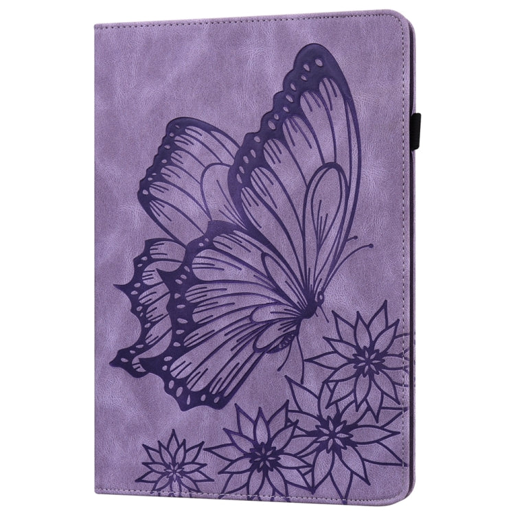 For iPad Pro 12.9 2022 / Air 13 2024 / 2025 Big Butterfly Embossed Leather Tablet Case(Purple) - iPad Pro 12.9 (2022/2021) Cases by PMC TechLife | Online Shopping South Africa | PMC TechLife | Buy Now Pay Later Mobicred