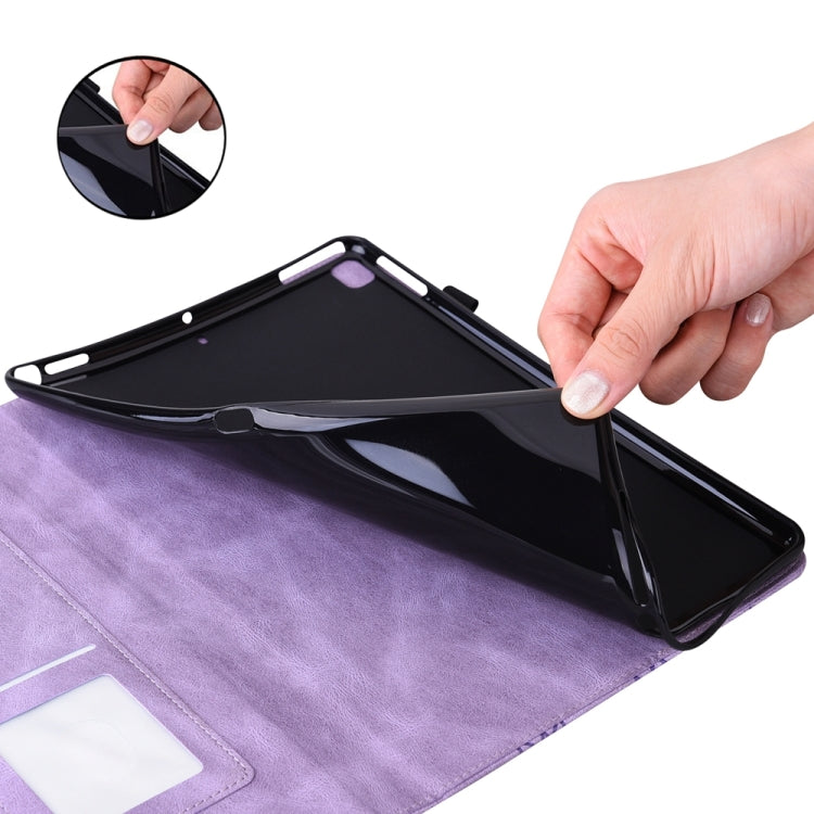 For iPad Pro 12.9 2022 / Air 13 2024 / 2025 Big Butterfly Embossed Leather Tablet Case(Purple)