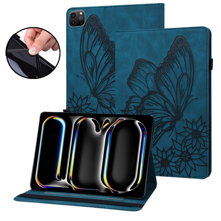For iPad Pro 11 2024 Big Butterfly Embossed Leather Tablet Case(Blue) - iPad Pro 11 2024 Cases by PMC TechLife | Online Shopping South Africa | PMC TechLife | Buy Now Pay Later Mobicred