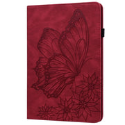 For Samsung Galaxy Tab S9 FE+ / S9+ / S8+ Big Butterfly Embossed Leather Tablet Case(Red)